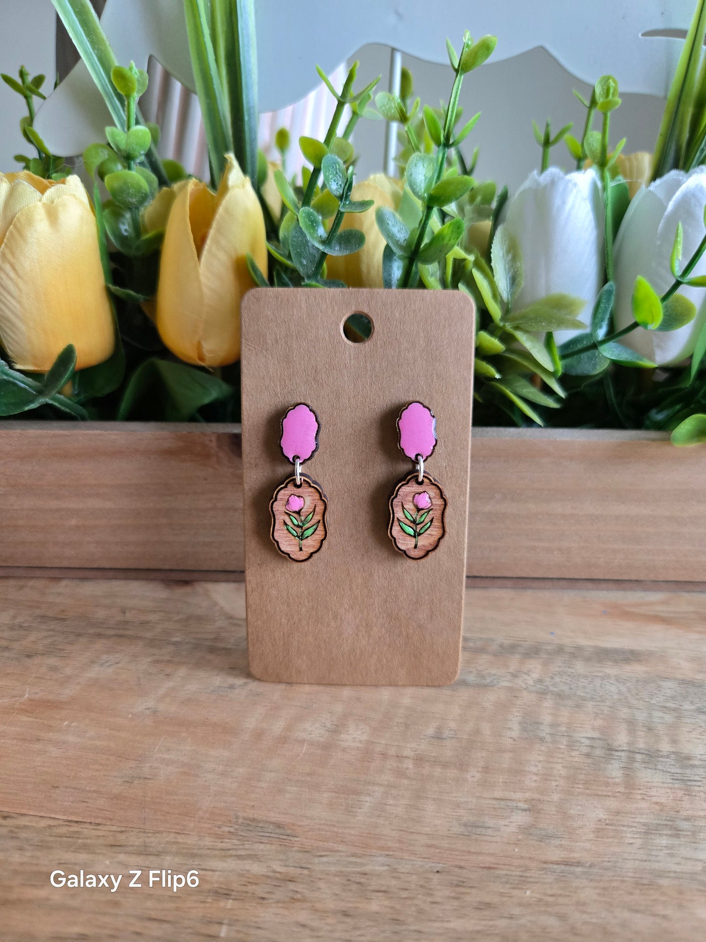 Pink flower stud