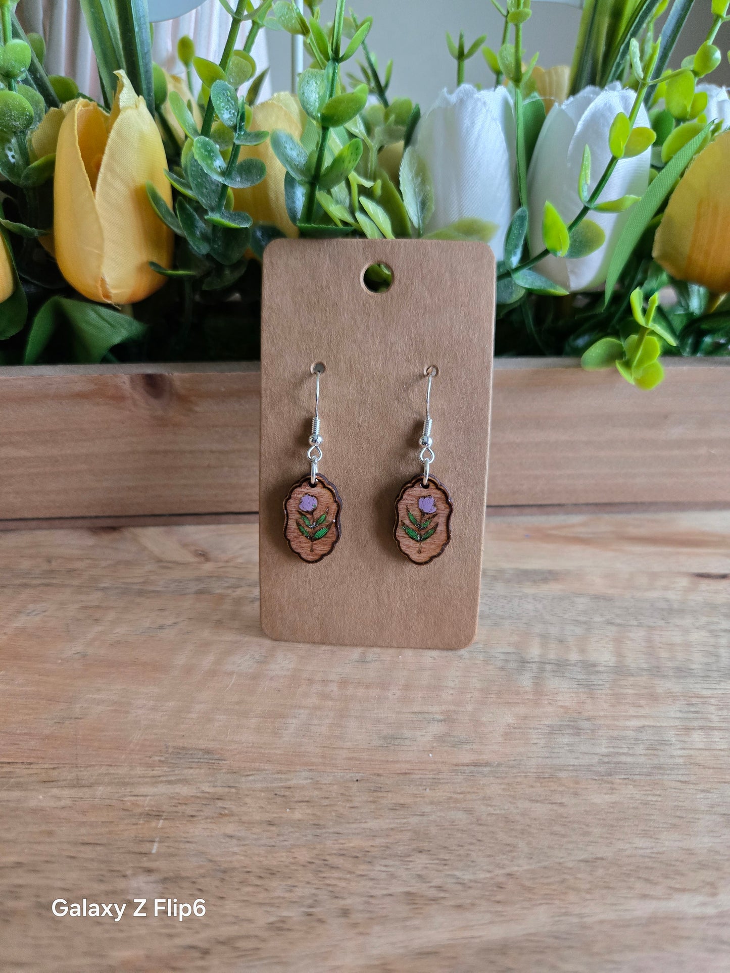 Lavender flower silver hooks